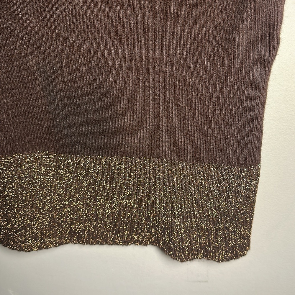 Brown and Gold metallic sweater tank top - Picture 5 of 5
